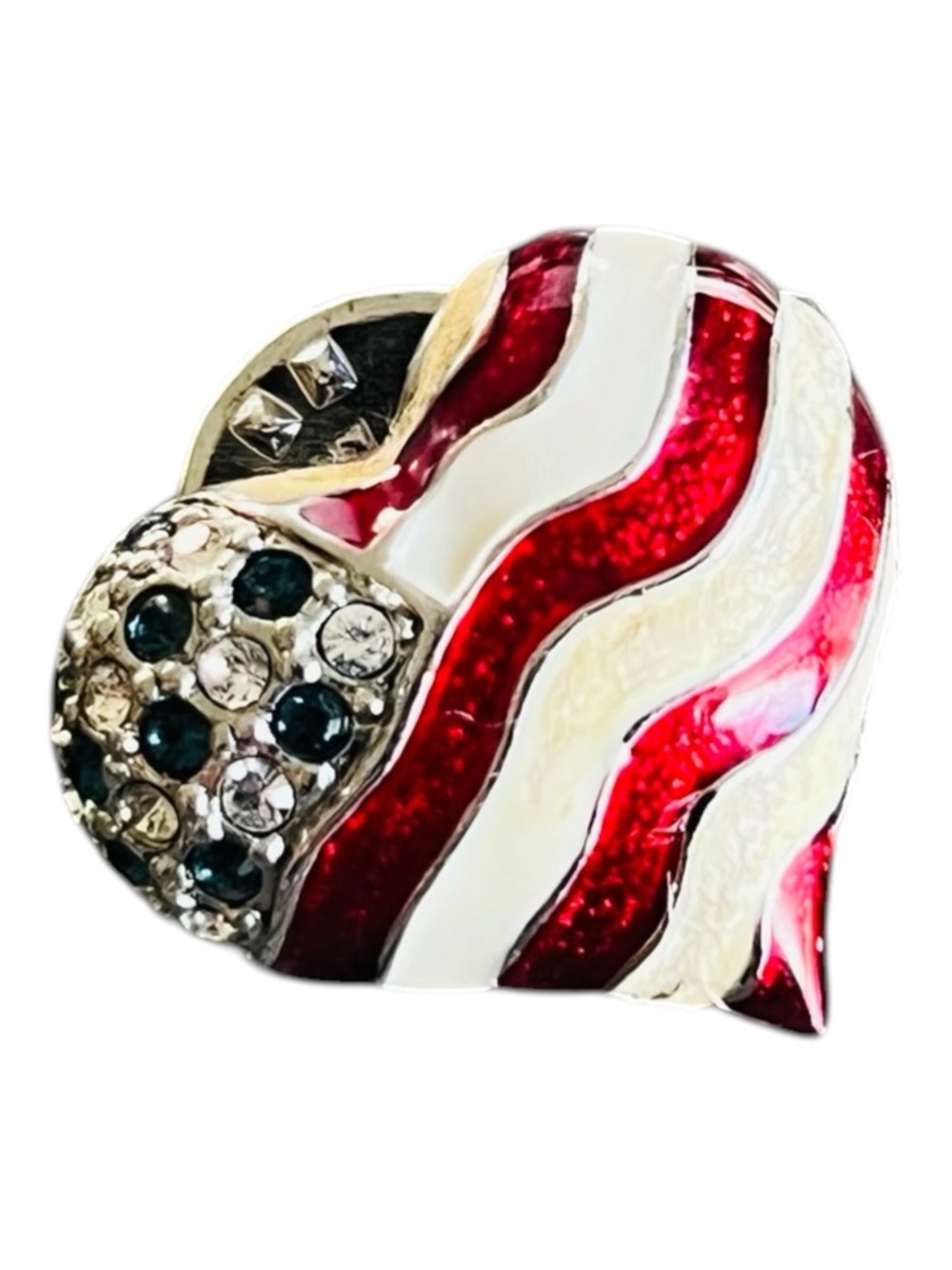 Vintage Americana Tack Pin Duo – Heart & Angel – Red, White & Blue - Picture 3 of 5